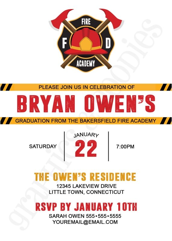 Fire Academy Graduation Invitations Fire Academy Graduation Invitation W by Graphicsandgoodies Fire Academy Graduation Invitations Fire Academy Graduation Invitation W by Graphicsandgoodies