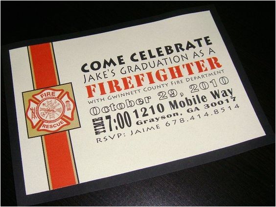 Fire Academy Graduation Invitations Fire Fighter Graduation Invite Blacky Designs