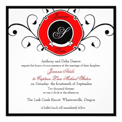 Firefighter themed Wedding Invitations Firefighter Custom Wedding Invitations Zazzle