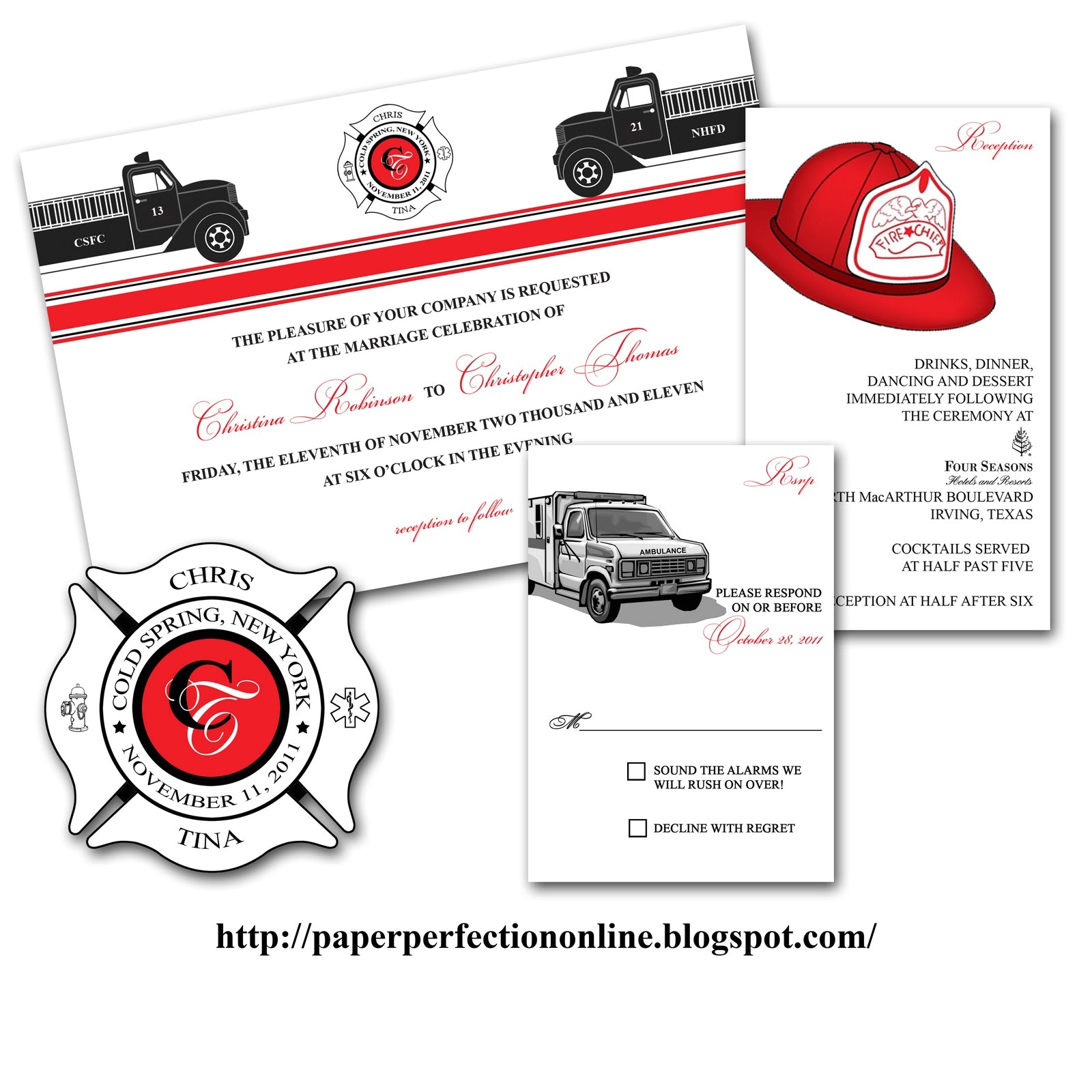 Firefighter themed Wedding Invitations Paper Perfection Tina 39 S Fire Fighter Wedding Invitation