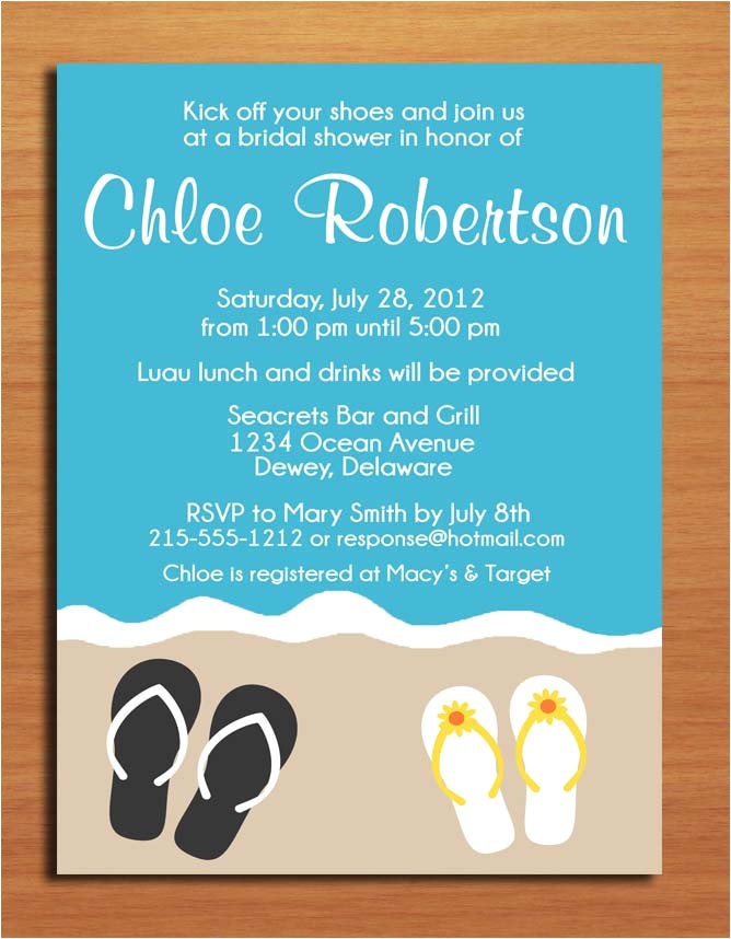 Flip Flop Wedding Invitations Beach Flip Flop Summer Bridal Shower Customized Printable