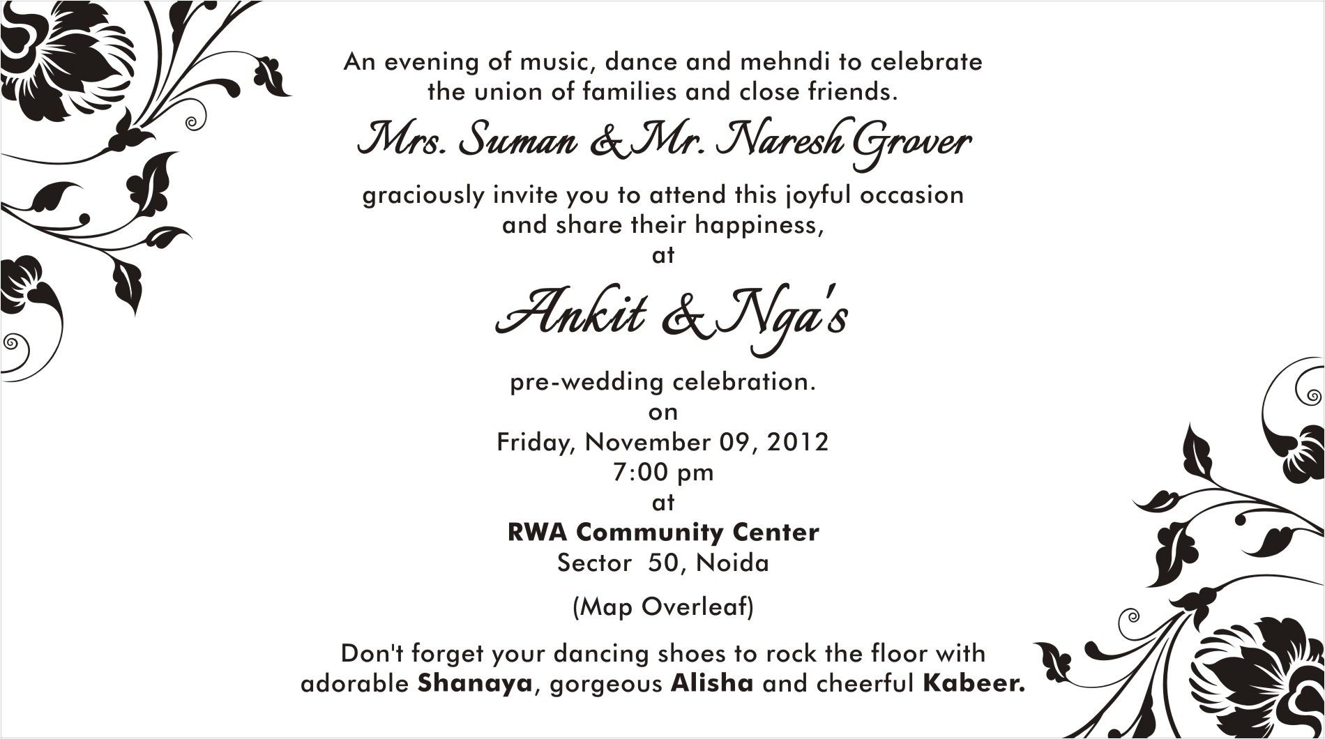 Formal attire On Wedding Invitation Invitations and Program Details Nga and Ankit 39 S Wedding Blog