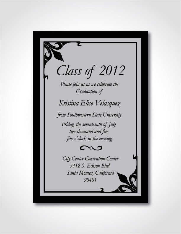 Formal Graduation Invitation Wording Etsy Your Place to Buy and Sell All Things Handmade