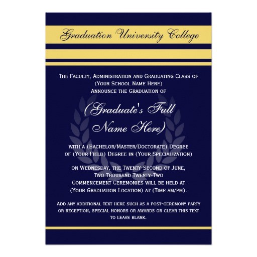 Formal Graduation Invitation Wording formal College Graduation Announcements Blue 5 Quot X 7