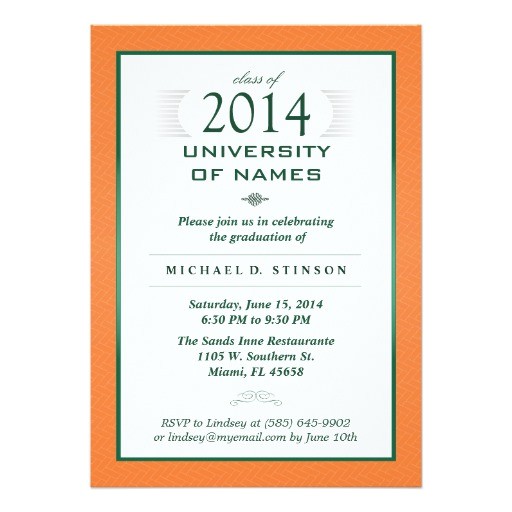 Formal Graduation Invitation Wording orange Green formal Graduation Party Invitation Zazzle