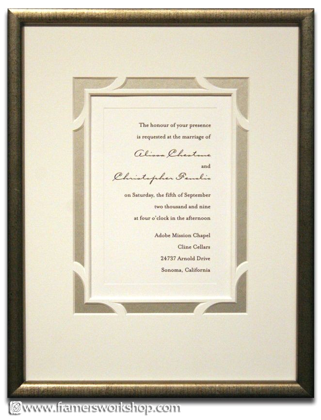 Framing Wedding Invitation Framed Wedding Invitation