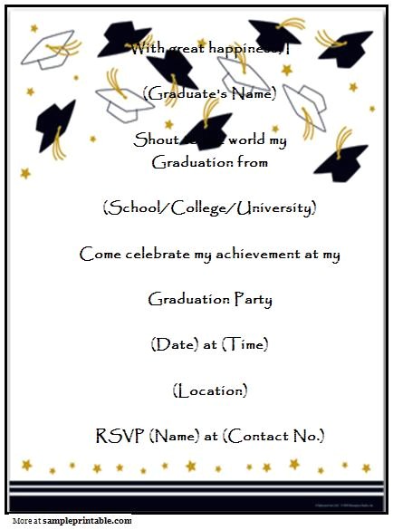 Free Downloadable Graduation Invitation Templates Homemade Graduation Party Invitation Printable Homemade
