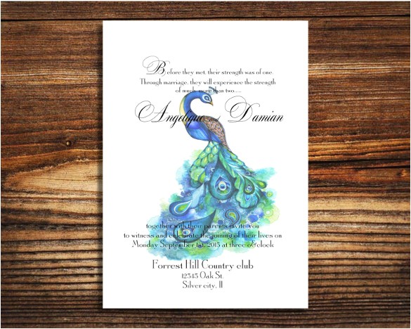 Free Peacock Wedding Invitation Templates Peacock Wedding Invitation 15 Psd Jpg Indesign format