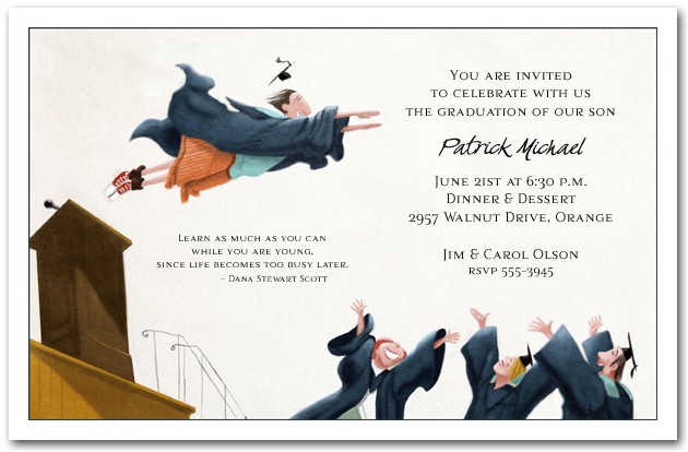 Funny College Graduation Party Invitation Wording Flying High Graduation Party Invitations Graduation