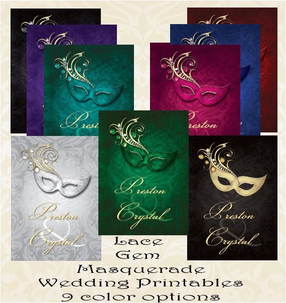 Gems Wedding Invitations Lace Gem Masquerade Wedding Invitation Digital Printable or