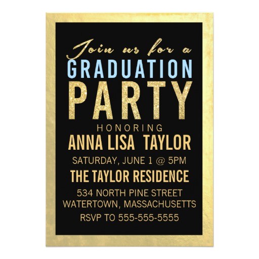 Glitter Graduation Party Invitations Gold Foil Glitter Graduation Party Invitation Zazzle