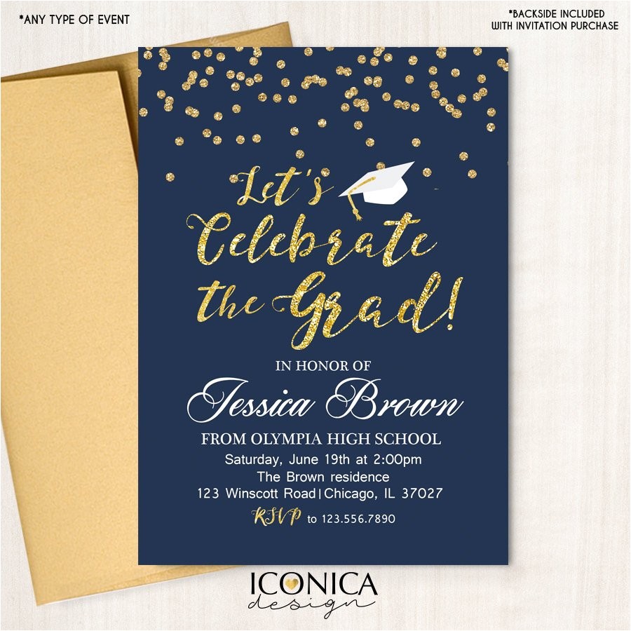 Glitter Graduation Party Invitations Graduation Party Invitation Grad Party Glitter Invitation