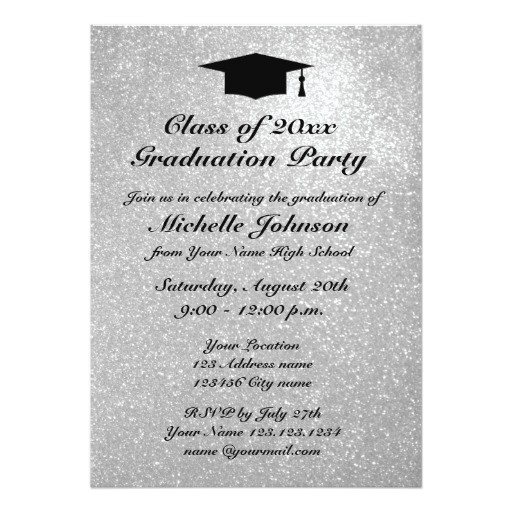 Glitter Graduation Party Invitations Silver Glitter Graduation Party Invitations Zazzle