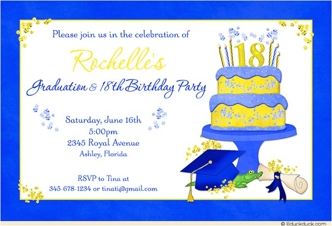 Graduation and Birthday Party Invitations Blue 18th Birthday Graduation Party Invitation Bright