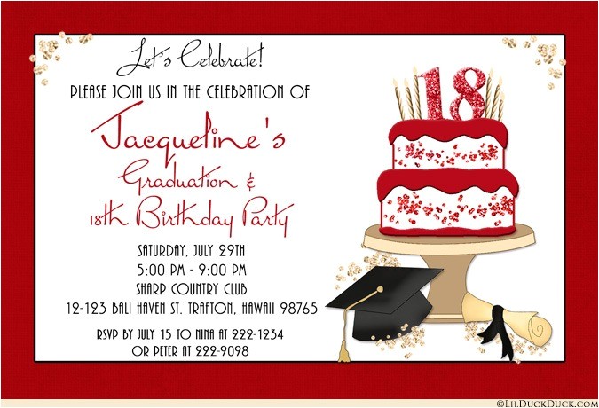 Graduation and Birthday Party Invitations Celebration Cake Graduation Card Cap Invitation Diploma