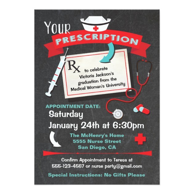 Graduation From Nursing School Invitations Personalized Chalkboard Graduation Invitations