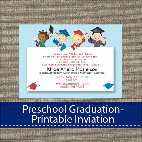Graduation Invitation Cards for Kindergarten Preschool Graduation Invitation Diy Printable