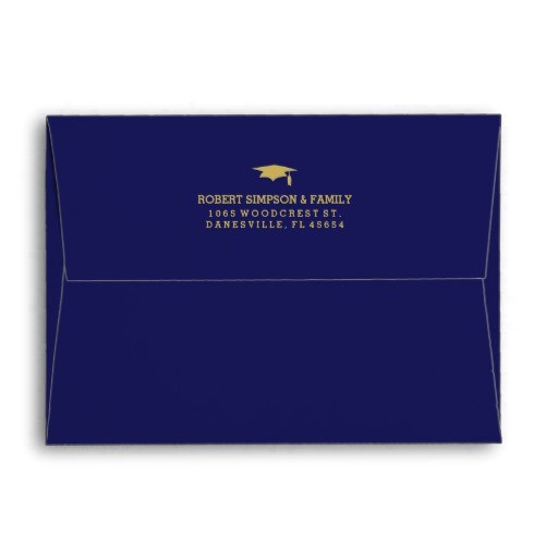 Graduation Invitation Envelopes Blue Gold 5×7 Graduation Invite Envelope Zazzle