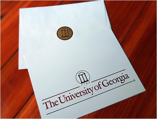Graduation Invitation Envelopes Uga Graduation Announcement Red Black Foil soft Ivory with