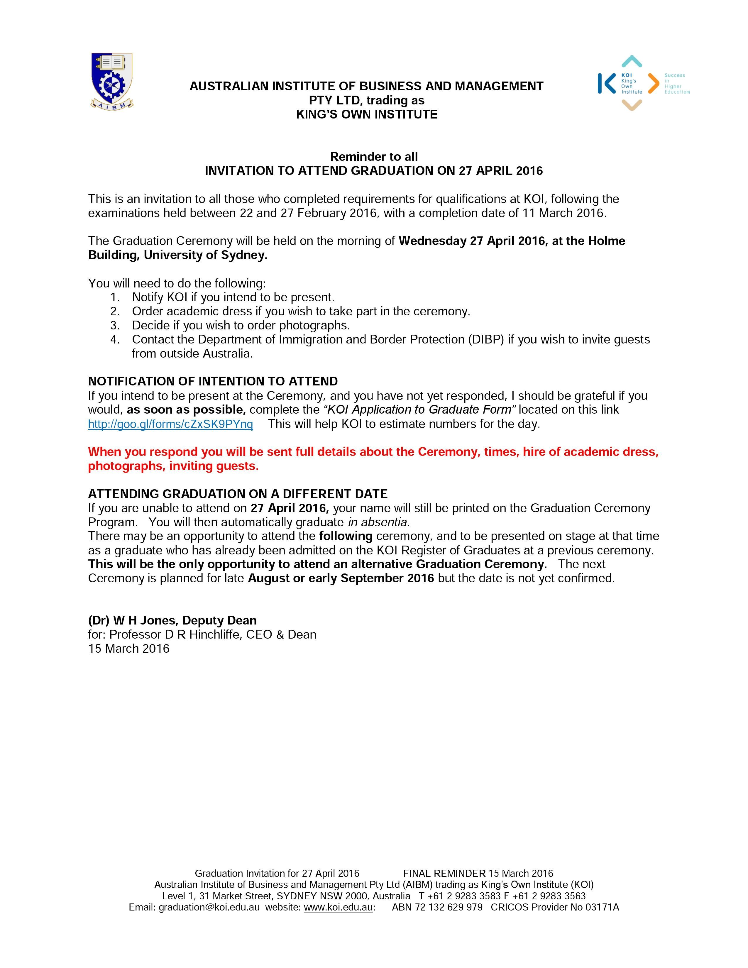 Graduation Invitation Letter From University Graduation Invitation Letter From University Invitation