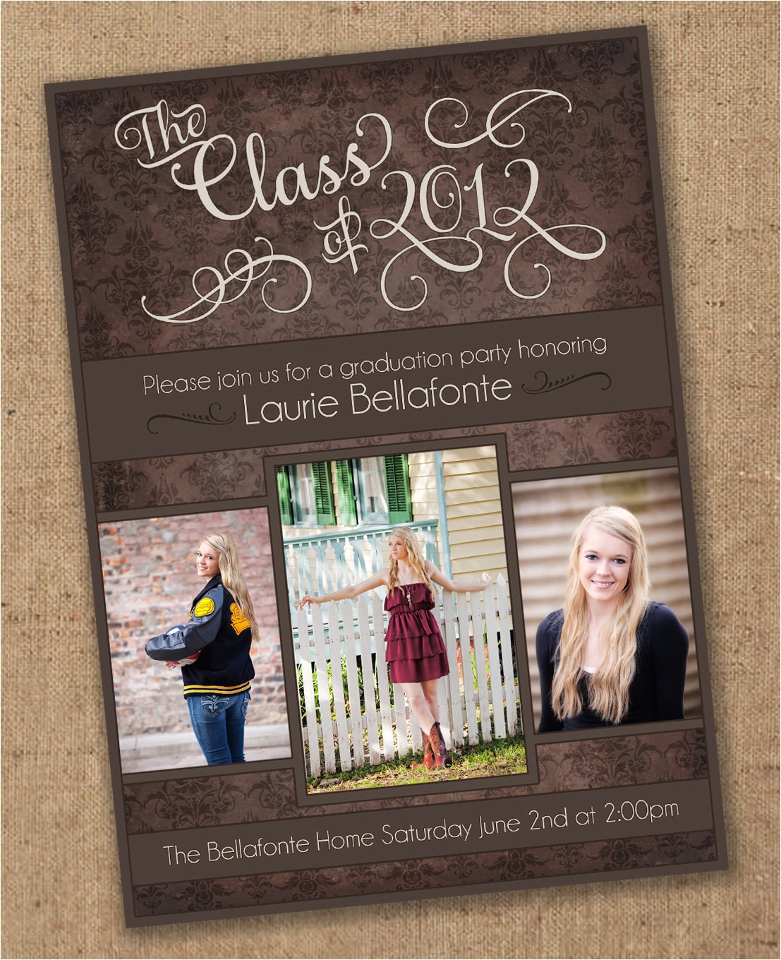 Graduation Invitation Printing Damask Graduation Invitation Printable