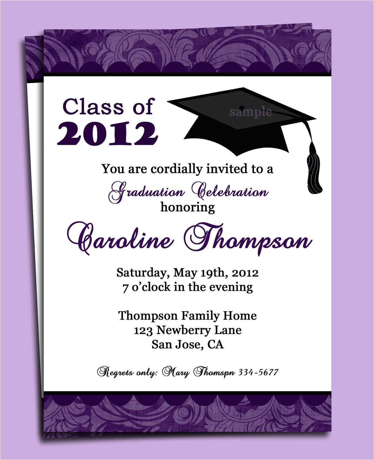 Graduation Invitation Words Graduation Party or Announcement Invitation Printable or