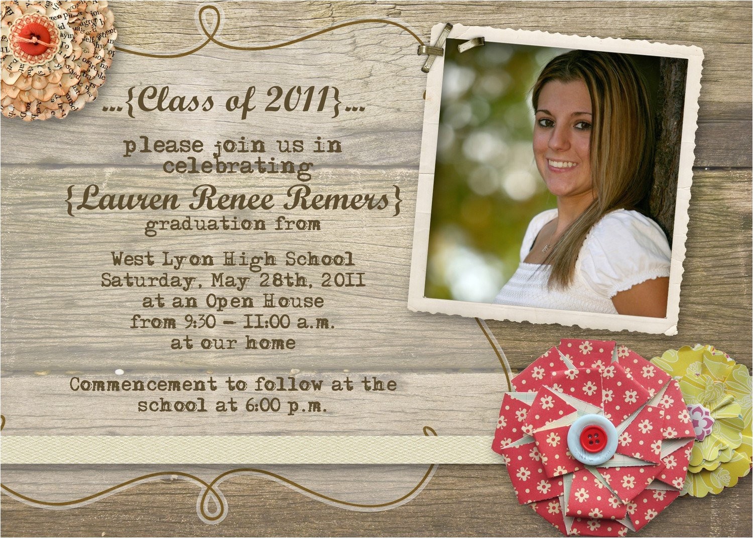 Graduation Open House Invitations Rustic Graduation Open House Invitation by Gwenmariedesigns