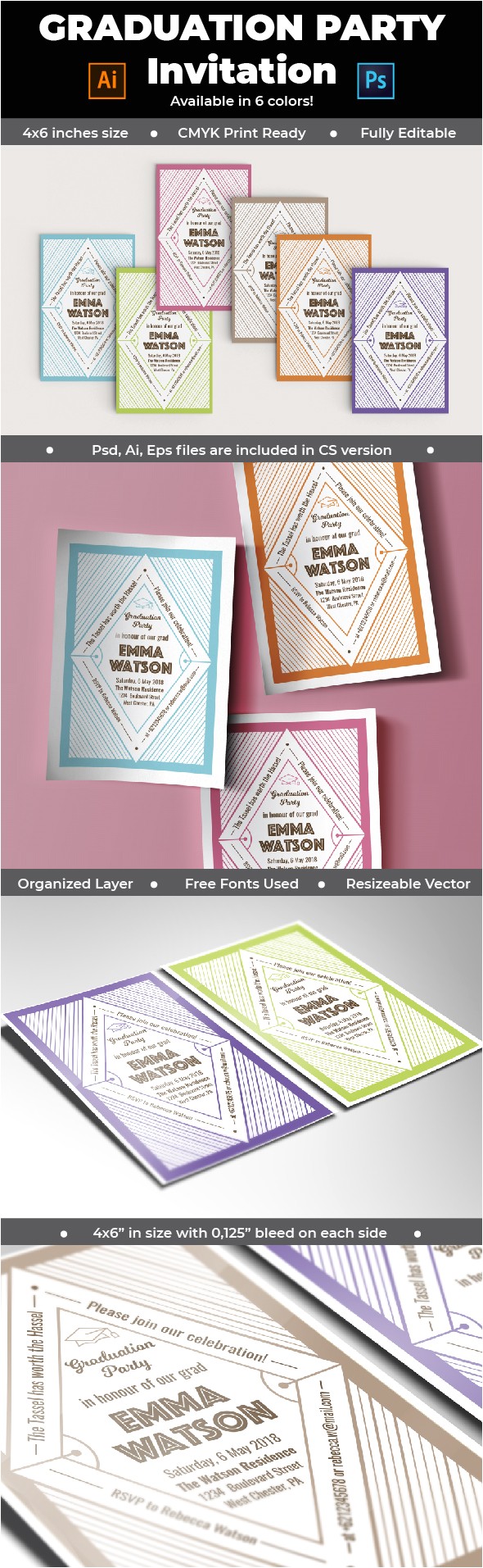 Graduation Party Invitation Kits Graduation Party Invitation Template by Knickknacks Co