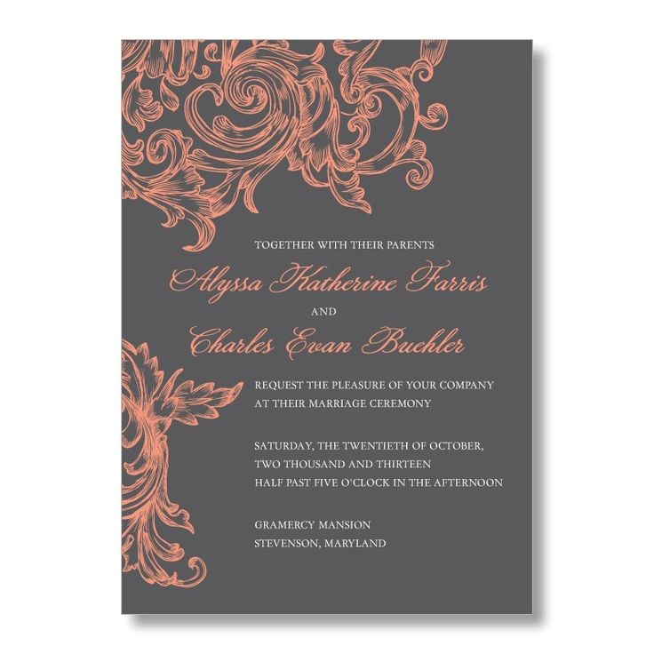 Gray and Coral Wedding Invitations 1000 Ideas About Coral Wedding Invitations On Pinterest