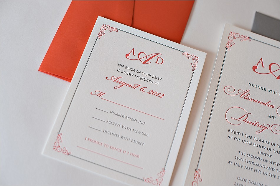 Gray and Coral Wedding Invitations Real Wedding Alexandra and Dimitriy Coral and Grey