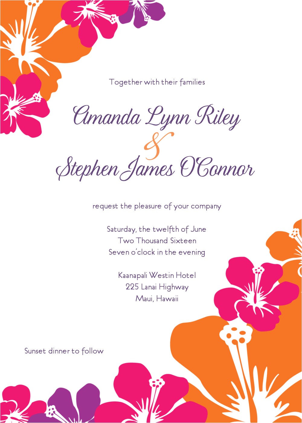 Hawaiian theme Wedding Invitations Hawaiian Wedding Invitations Template Best Template