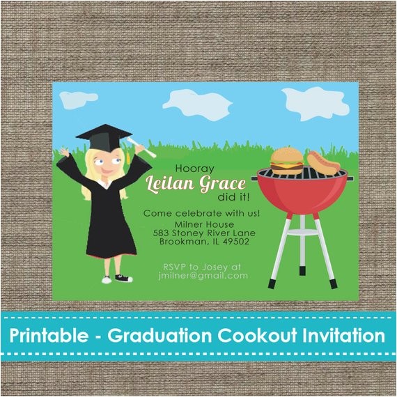 Homemade Graduation Party Invitations Graduation Cookout Party Invitation Diy Printable