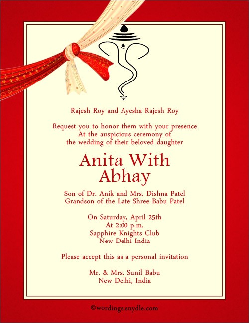 Indian Wedding Invitations Text Indian Wedding Invitation Wording Samples Wordings and