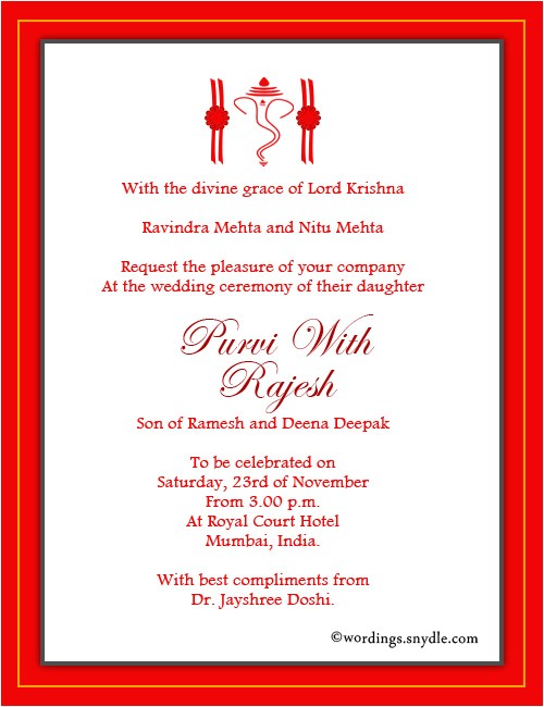 Indian Wedding Invitations Text Indian Wedding Invitation Wording Samples Wordings and