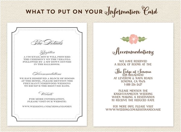 Information to Include On Wedding Invitation Best 25 Accommodations Card Ideas On Pinterest