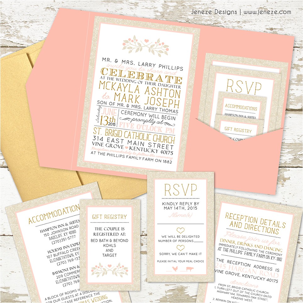 Information to Include On Wedding Invitation What to Put In Your Pocket Wedding Invitations Jeneze