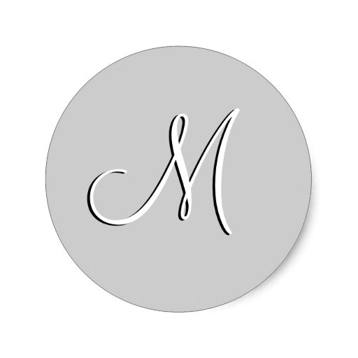 Initial Stickers for Wedding Invitations Monogram M Wedding Invitation Grey Seal Classic Round