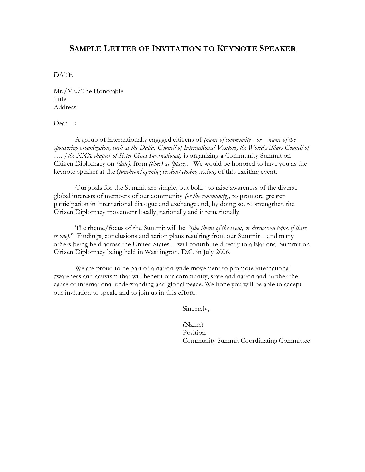 Invitation Letter for Guest Speaker In Graduation Invitation Letter for Guest Speaker In Graduation