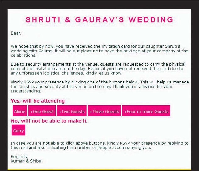 Inviting for Wedding Through Email Infosys Founder Sends 39 Bond Style 39 Wedding Invitations as