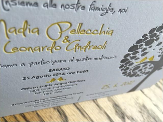 Italian Wedding Invitations Wording Letterpress Wedding Invitation Custom Wedding