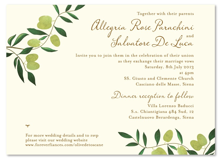 Italian Wedding Invitations Wording Olive De toscane Premium Recycle Paper Wedding and