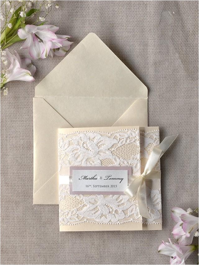 Ivory Pocketfold Wedding Invitations Ivory Lace Wedding Invitation Pink Wedding Invitation