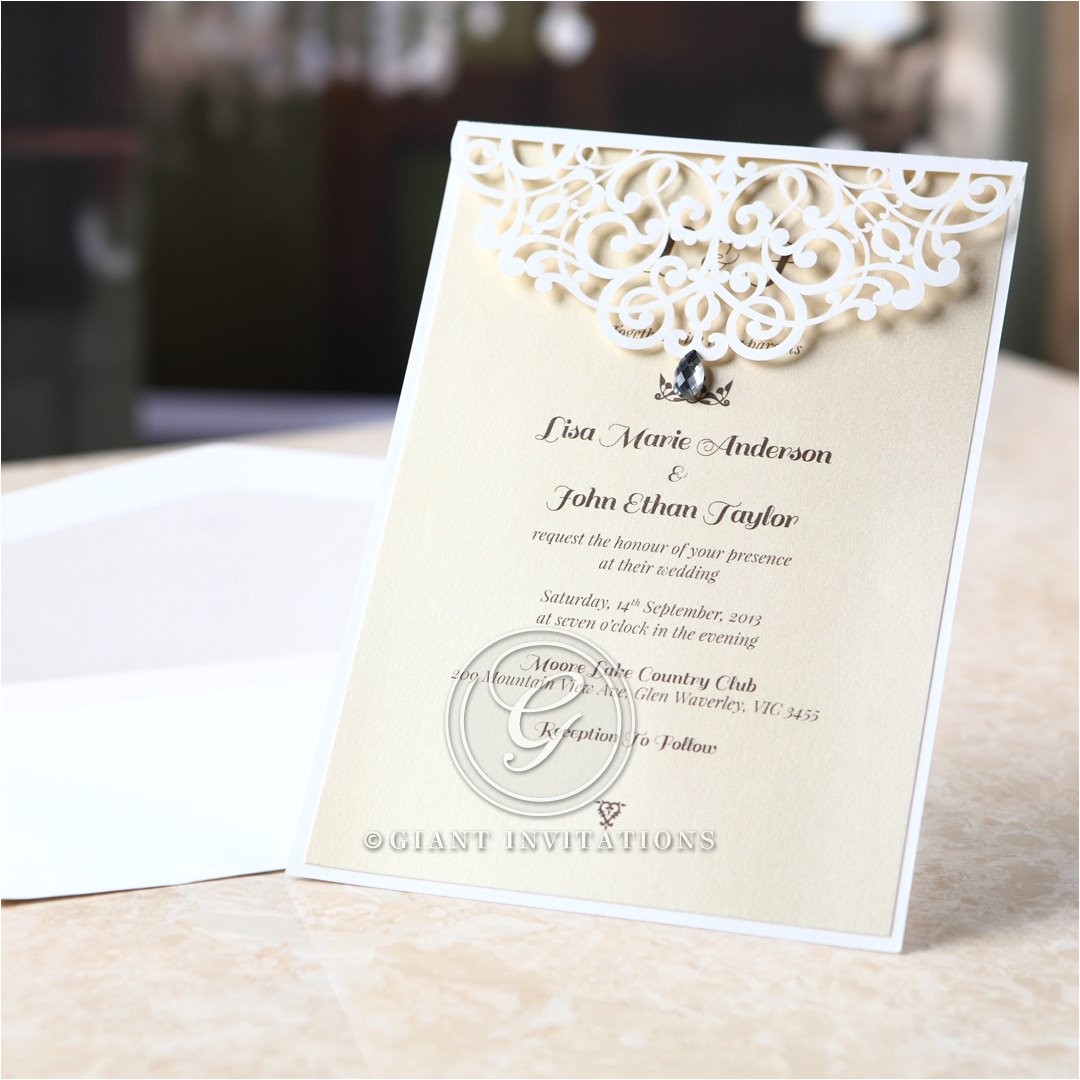 Jeweled Wedding Invitations Jeweled Laser Cut Modern Wedding Invitations