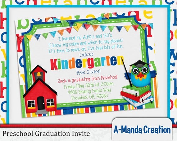 Kindergarten Graduation Party Invitations A Manda Creation Preschool Party Graduation Printables