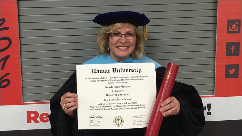 Lamar University Graduation Invitations Angela Trahan 92 Earns Doctorate From Lamar University