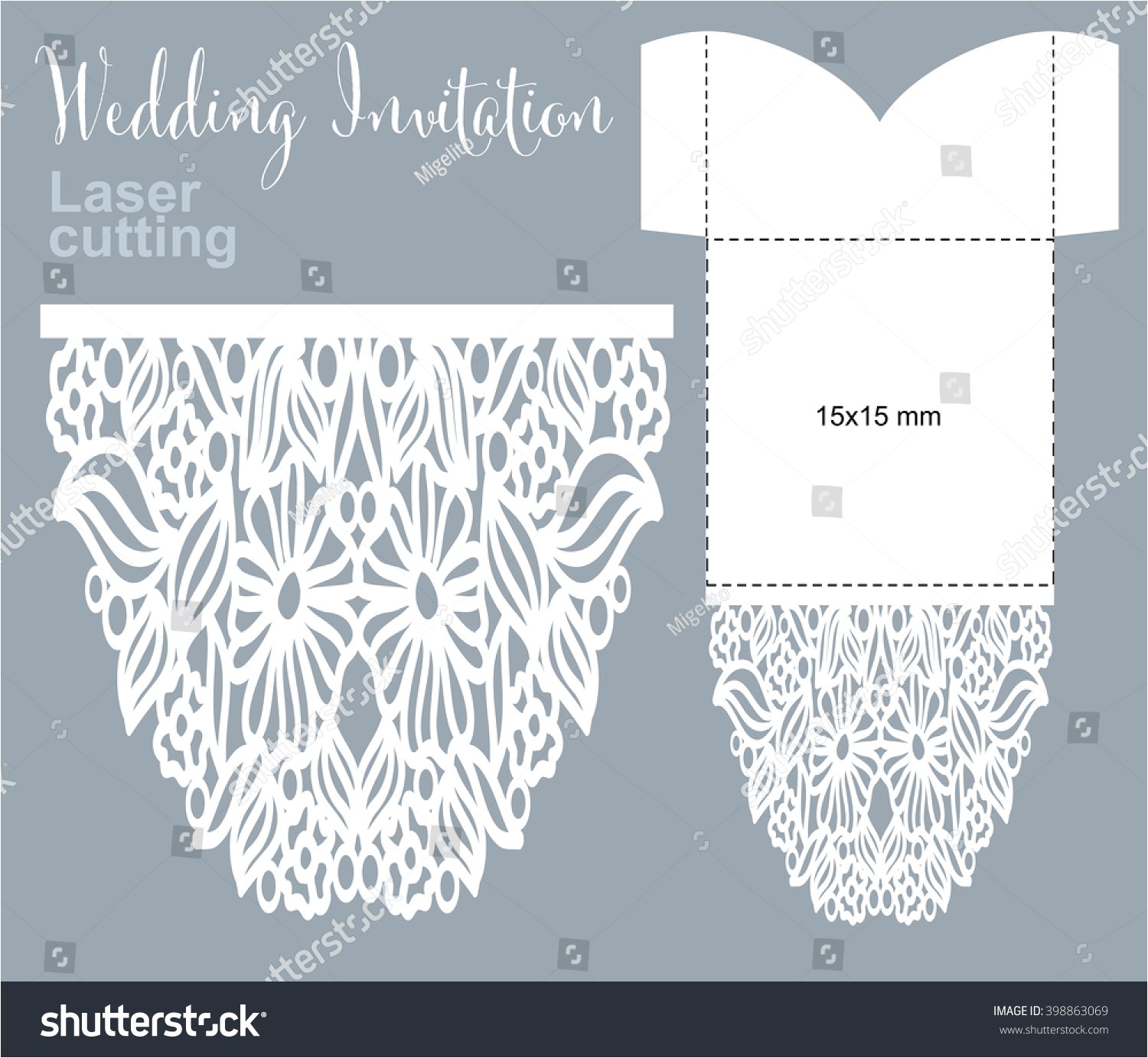 Laser Cut Wedding Invitation Templates Vector Die Laser Cut Envelope Template Stock Vector