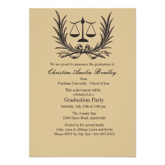 Law School Graduation Invitations Templates Justice Wreath Law School Graduation Invitation Zazzle Com
