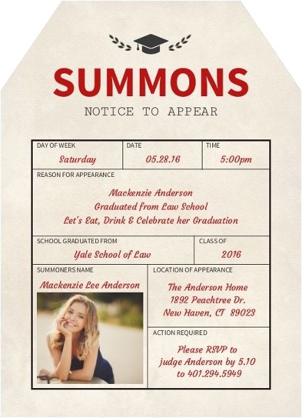 Law School Graduation Invitations Templates Summons Notice Law School Graduation Invitation Law
