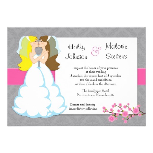 Lesbian Wedding Invitations Wording Cherry Blossom Lesbian Wedding Invitation 5 Quot X 7