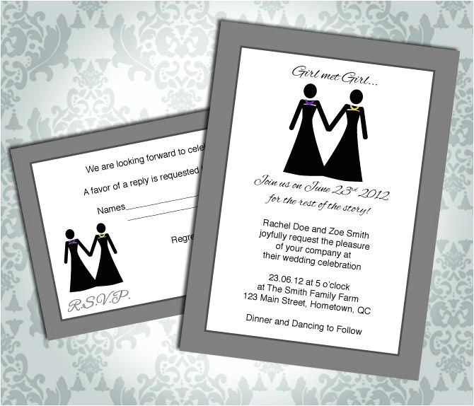 Lesbian Wedding Invitations Wording Lesbian Wedding Invitation Commitment Ceremony Girl
